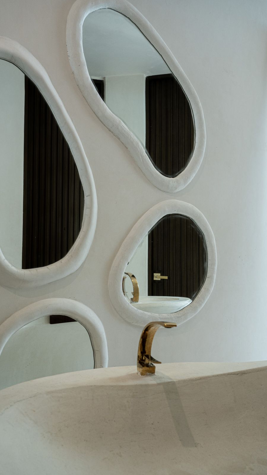 Organic mirrors and stone sink