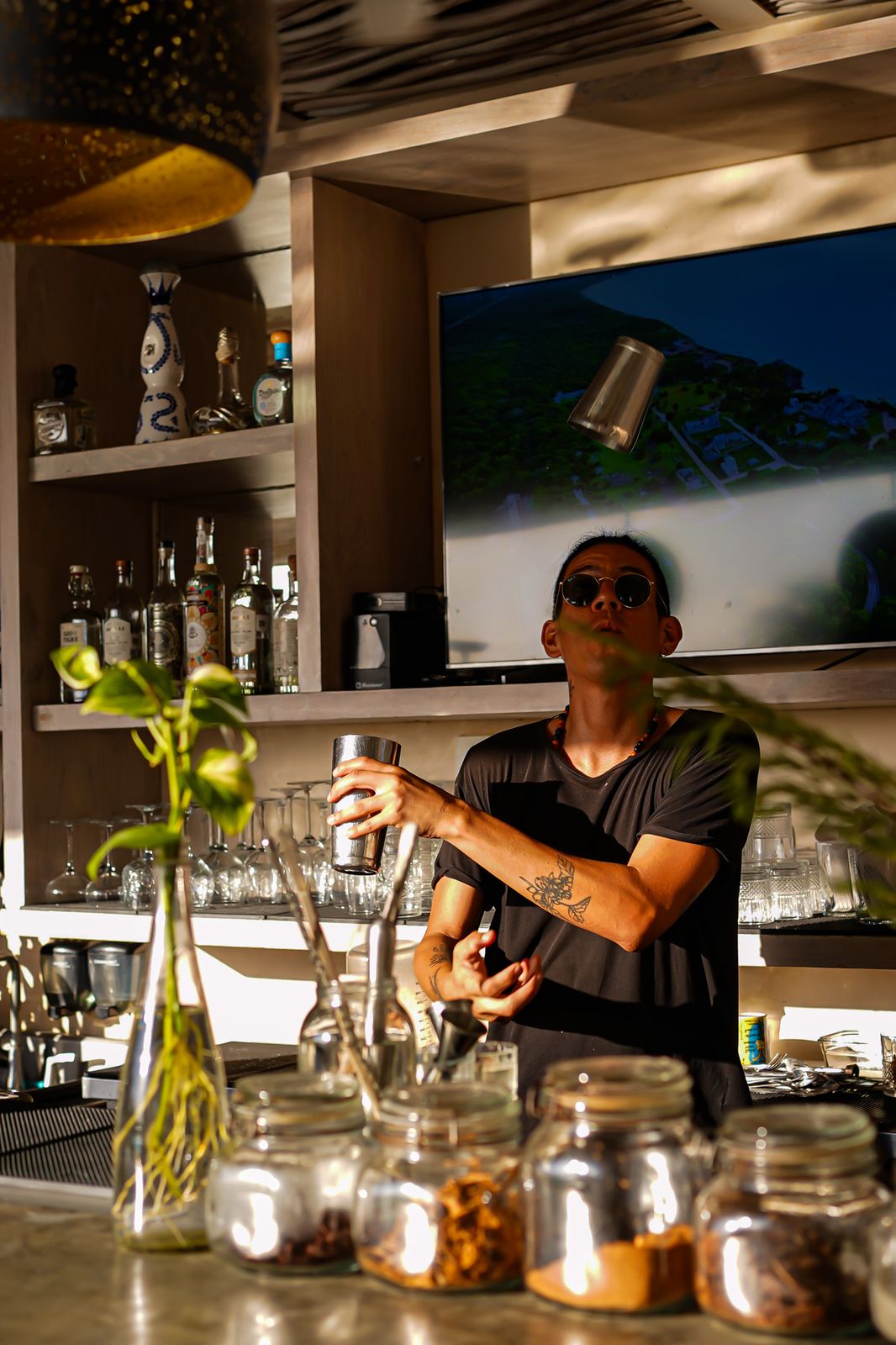 Behind the bar