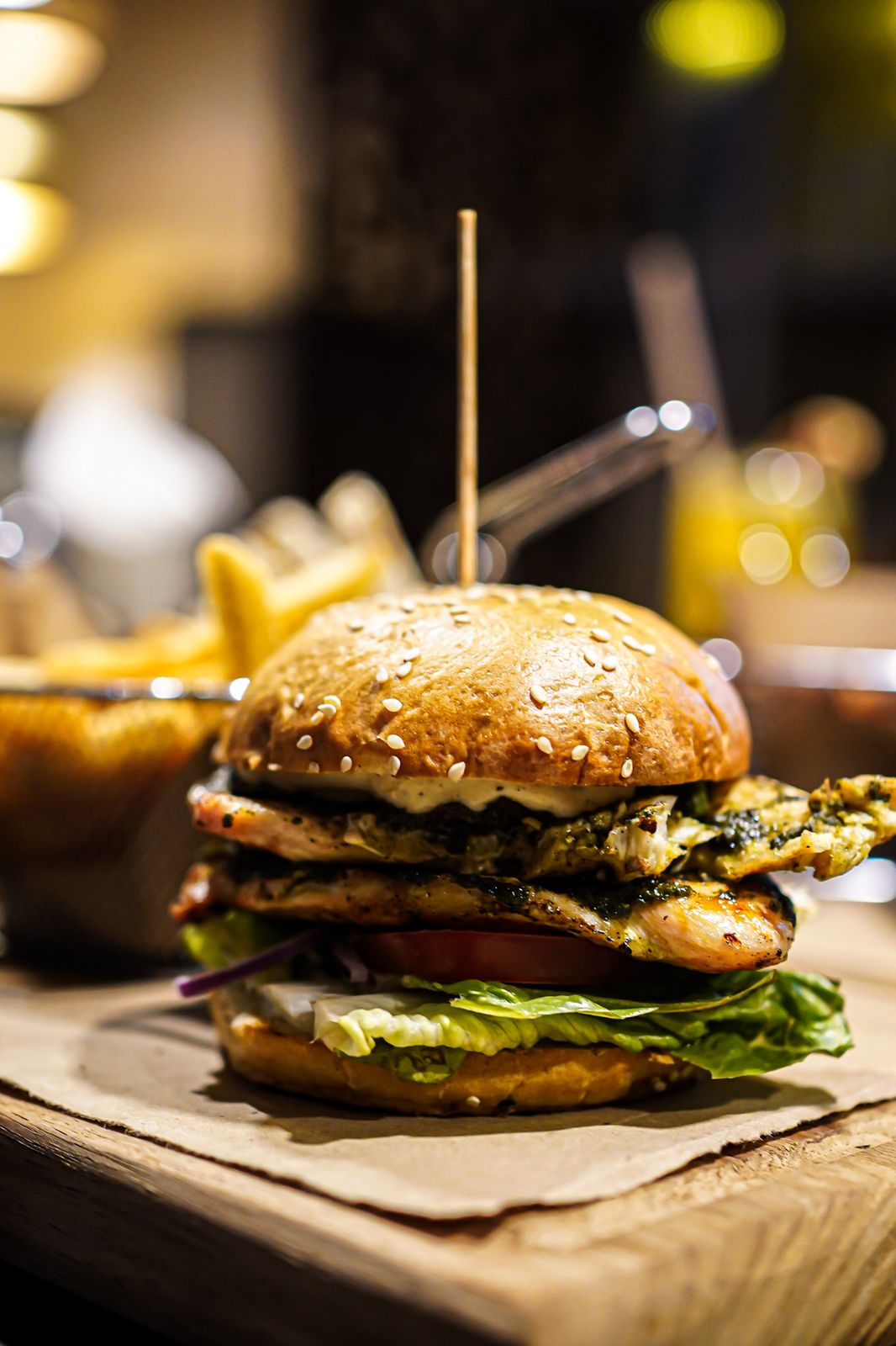 Burger at the beach club